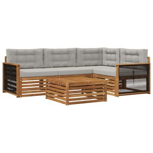 vidaXL Udend&oslash;rs sofagruppe med pude 5 pcs Naturfarvet og lysegr&aring;