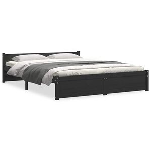 vidaXL sengeramme 135x190 cm Double massivt fyrretr&aelig; sort