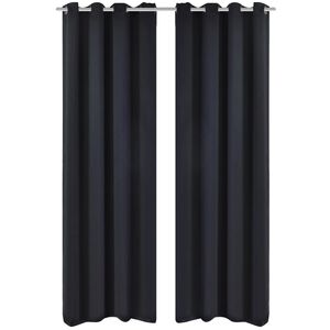 2 stk Sort Blackout Gardiner med Metal Ringe 135 x 245 cm