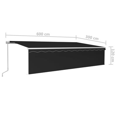 vidaXL markise m. gardin 6x3 m manuel betjening antracitgrå