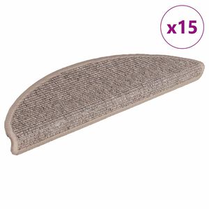 vidaXL trappem&aring;tter 15 stk. 56x17x3 cm m&oslash;rkebeige halvrunde