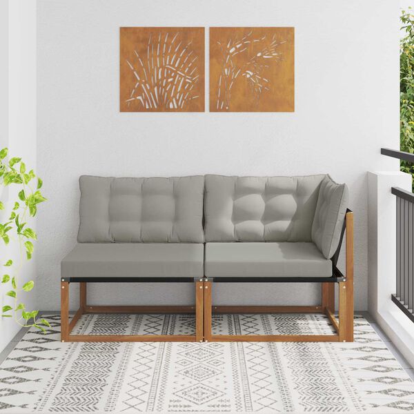 vidaXL Udend&oslash;rs midter- og hj&oslash;rnesofa med pude 2 Stk Naturfarvet