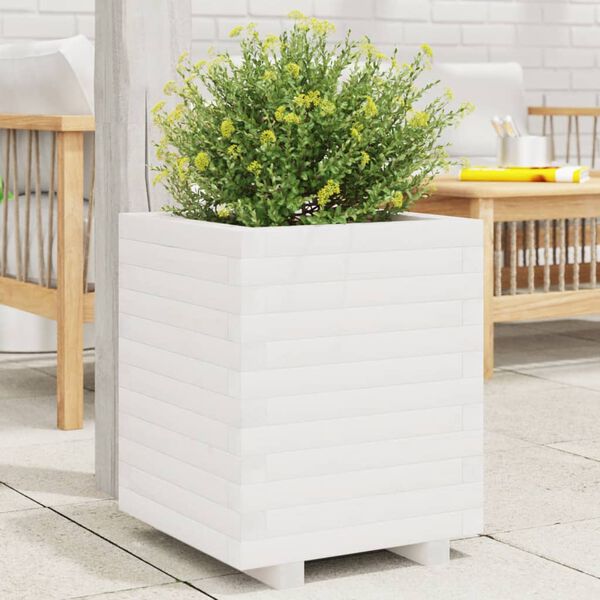 vidaXL plantekasse 40x40x49,5 cm massivt fyrretræ hvid