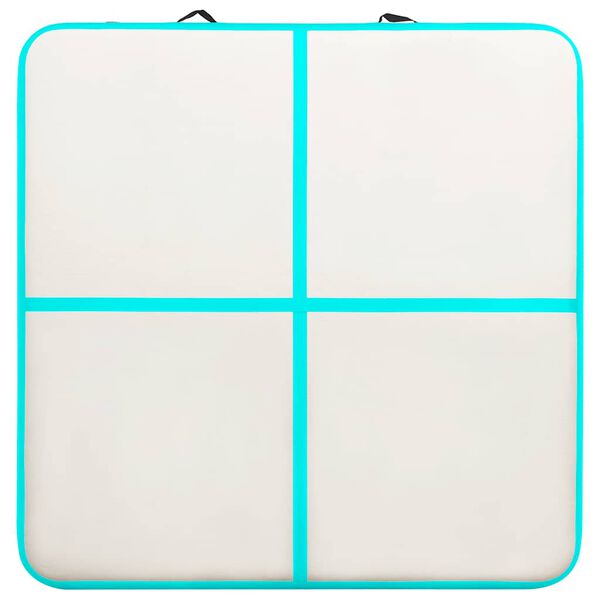 vidaXL oppustelig gymnastikmåtte med pumpe 200x200x10 cm PVC grøn