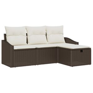 vidaXL Sofa S&aelig;t med pude 4 pcs polyrattan