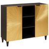 vidaXL Sideskab Sort og Guld 90 x 33,5 x 75 cm Massivt mangotr&aelig;