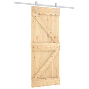 vidaXL Skyded&oslash;r Natur og hvid 80 x 210 cm Massivt fyrretr&aelig;