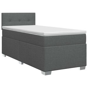 vidaXL Boxmadras med topmadras med hovedg&aelig;rde M&oslash;rkegr&aring; 90 x 190cm Stof