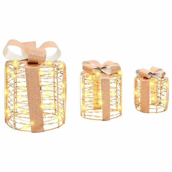 vidaXL Gaveæske Dekoration 3 pcs Varm hvid 20 x 20 x 20 cm PET