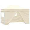 vidaXL foldbart pop-up telt med 4 sidev&aelig;gge 3 x 4,5 m cremehvid