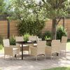 vidaXL Have Spisebordss&aelig;t med pude 7 pcs Beige polyrattan