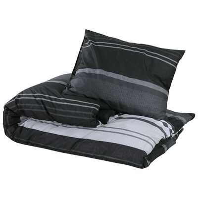 vidaXL sengetøj 140x200 cm bomuld sort og hvid
