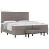 vidaXL Box spring seng med hovedg&aelig;rde Gr&aring;brun 200 x 200 cm Stof