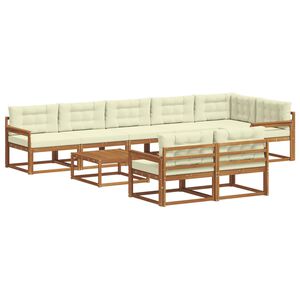 vidaXL Udend&oslash;rs sofagruppe med pude 9 pcs Naturlig og Fl&oslash;de