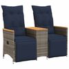 vidaXL havesofa med 2 siddepladser og bord gr&aring; polyrattan