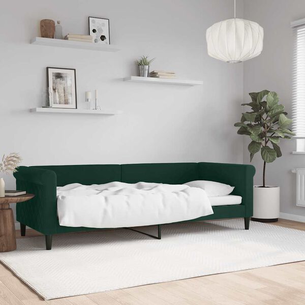 vidaXL daybed 80x200 cm velour m&oslash;rkegr&oslash;n