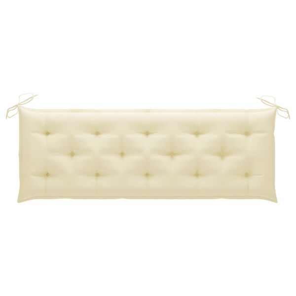 vidaXL haveb&aelig;nk med cremehvid hynde 150 cm massivt teaktr&aelig;