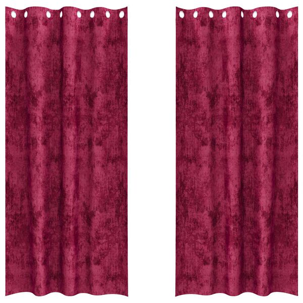 vidaXL Velour Gardiner med gardiner 2 pcs Vinrød 245 x 140 cm Fløjl