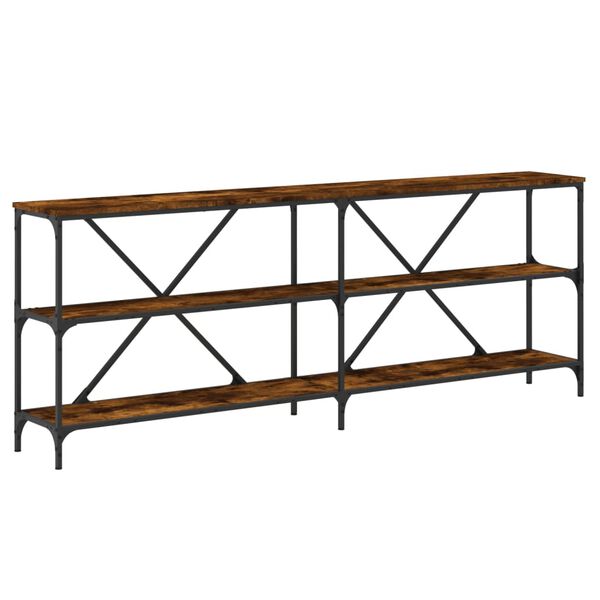 vidaXL konsolbord 200x30x75 cm konstrueret tr&aelig; og jern r&oslash;get sonoma-eg