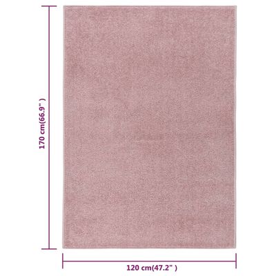 vidaXL gulvtæppe 120x170 cm kort luv lyserød