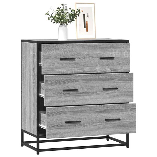 vidaXL skab 68x35x76 cm konstrueret træ og metal grå sonoma-eg