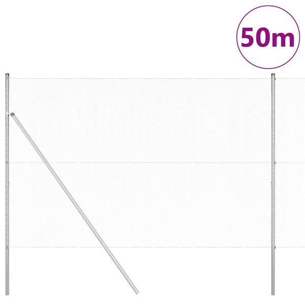 vidaXL Hegnsp&aelig;l S&oslash;lv 50 x 1,5 m (13 mm net) St&aring;l