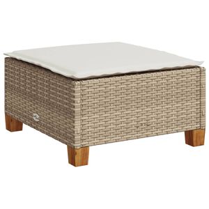 vidaXL haveskammel med hynde 63,5x56x32 cm polyrattan beige