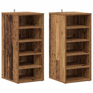 vidaXL skoskabe 2 stk. 32x35x70 cm konstrueret tr&aelig; antikt tr&aelig;
