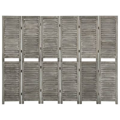 vidaXL 6-panels rumdeler 214x166 cm massivt træ grå