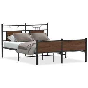 vidaXL sengeramme 140x200 cm uden madras konstrueret tr&aelig; brunt eg