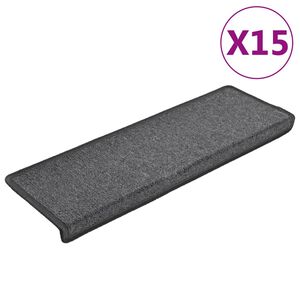 vidaXL trappem&aring;tter 15 stk. 65x21x4 cm m&oslash;rkegr&aring; rektangul&aelig;r kant