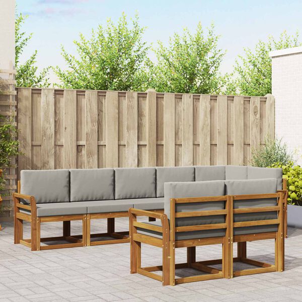 vidaXL Udend&oslash;rs sofagruppe med pude 8 pcs Naturlig og Lys Gr&aring;