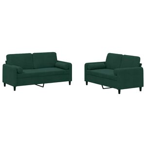 vidaXL sofas&aelig;t 2 dele med puder velour m&oslash;rkegr&oslash;n