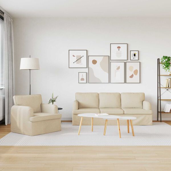 vidaXL Sofa 2 pcs Creme 144 x 80 x 85 cm Stof