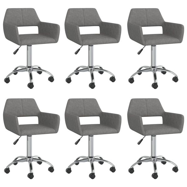 vidaXL drejelige spisebordsstole 6 stk. stof lysegr&aring;