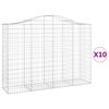 vidaXL buede gabionkurve 10 stk. 200x50x140/160 cm galvaniseret jern