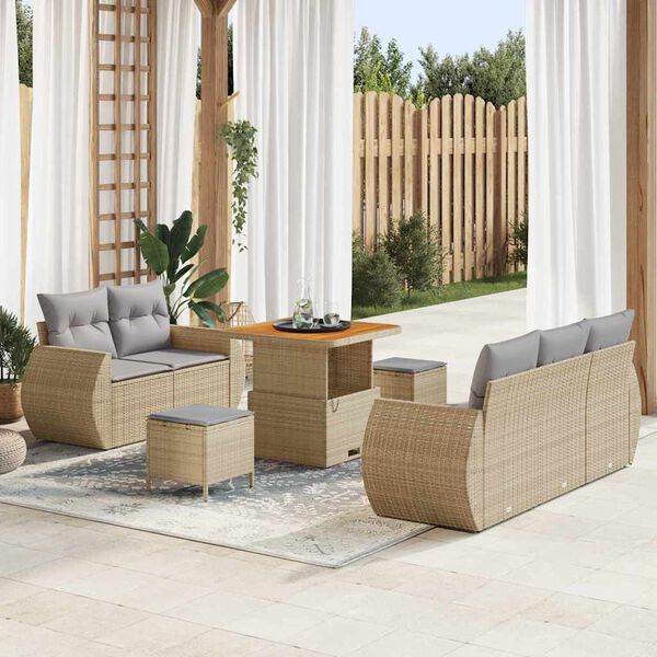 vidaXL Havesofa S&aelig;t 8 pcs Beige polyrattan