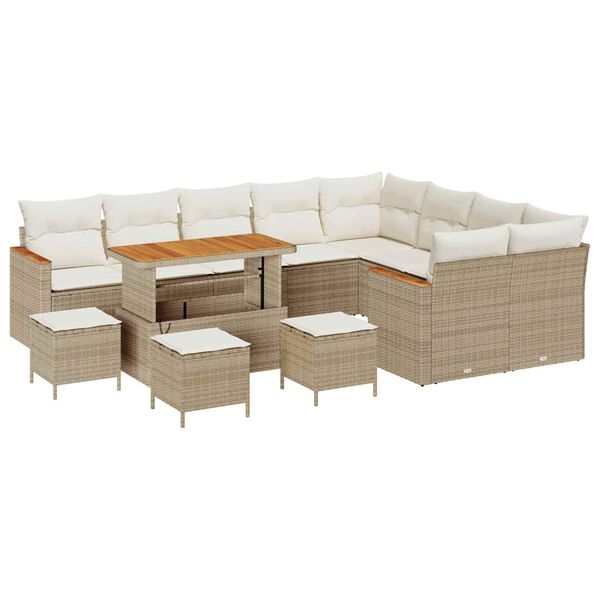 vidaXL Havesofa S&aelig;t 13 pcs Beige polyrattan