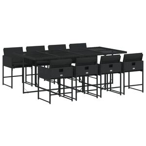 vidaXL spisebordss&aelig;t til haven 9 dele med hynder polyrattan sort