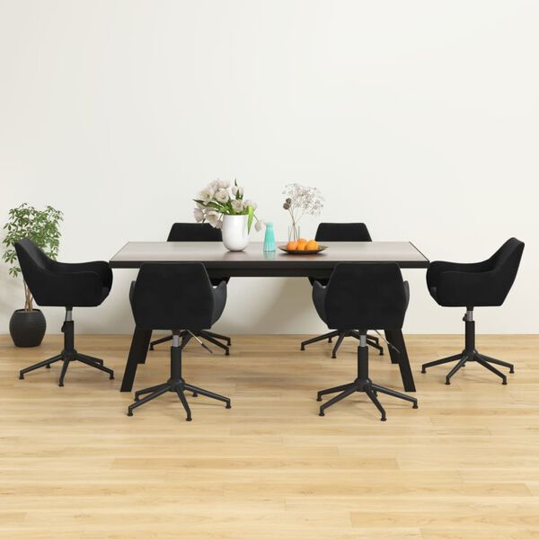 vidaXL drejelige spisebordsstole 6 stk. fl&oslash;jl sort