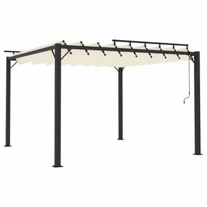 vidaXL pavillon 3x3 m med lameltag stof og aluminium cremefarvet