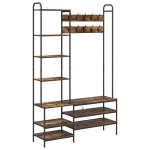 vidaXL Knager&aelig;kke med sko b&aelig;nk R&oslash;get eg 120,5 x 34 x 190 cm