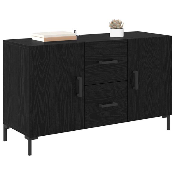 vidaXL Sideboard med skuffe Sort eg 100 x 36 x 60 cm Konstrueret tr&aelig;