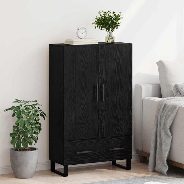 vidaXL Highboard med skuffe Sort eg 69,5 x 30 x 115 cm Konstrueret tr&aelig;