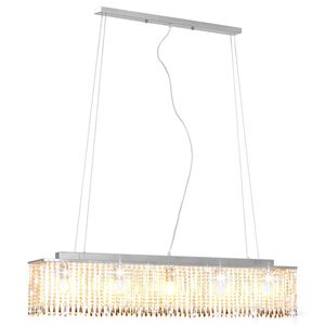 vidaXL loftslampe med krystalperler 104 cm E14 s&oslash;lvfarvet