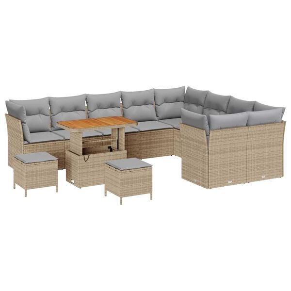 vidaXL Havesofa S&aelig;t 12 pcs Beige polyrattan