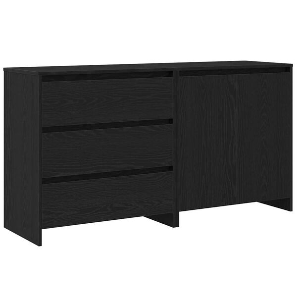 vidaXL Sideboard med skuffe 2 pcs Sort 70 x 41 x 75 cm Konstrueret tr&aelig;