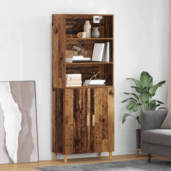 vidaXL Highboard Gammelt tr&aelig; 69,5 x 32,5 x 180 cm Konstrueret tr&aelig;
