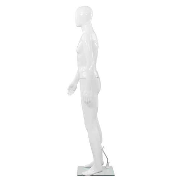 vidaXL mannequin mand fuld figur glassokkel hvid højglans 185 cm