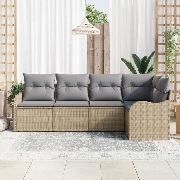 vidaXL Havesofa S&aelig;t Beige polyrattan